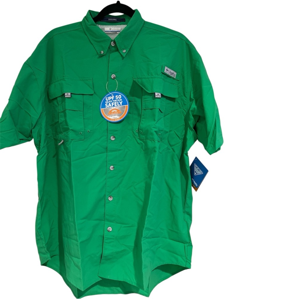 Columbia Men's Bahama Bright Green Button Down Shirt - size M